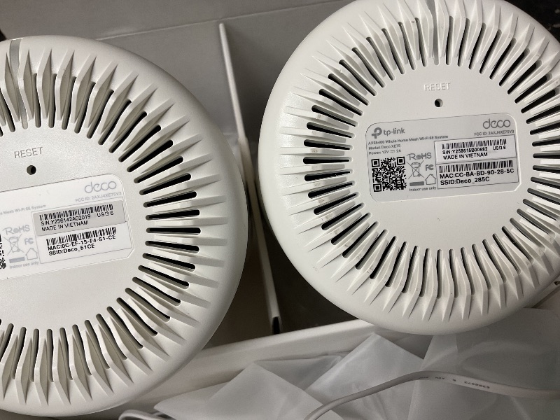 Photo 1 of TP-Link Deco XE75 AXE5400 Tri-Band WiFi 6E Mesh System - Covers up to 5500 Sq.Ft, Replaces WiFi Router and Extender, AI-Driven Mesh, 6GHz Band, 2-Pack