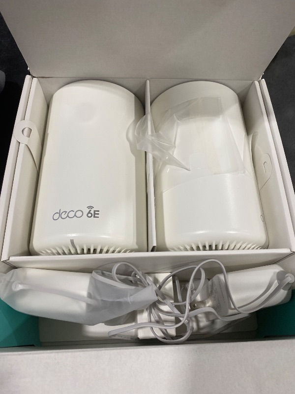 Photo 1 of TP-Link Deco XE75 AXE5400 Tri-Band WiFi 6E Mesh System - Covers up to 5500 Sq.Ft, Replaces WiFi Router and Extender, AI-Driven Mesh, 6GHz Band, 2-Pack