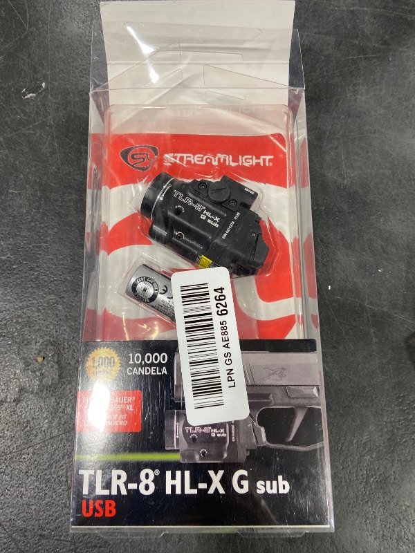 Photo 1 of Streamlight 69477 TLR-8 HL-X G sub USB 1000-Lumen Weapon Rail-Mounted Rechargeable Tactical Flashlight with Integrated Green Aiming Laser for Sig Sauer P365/XL Rail Only, Black