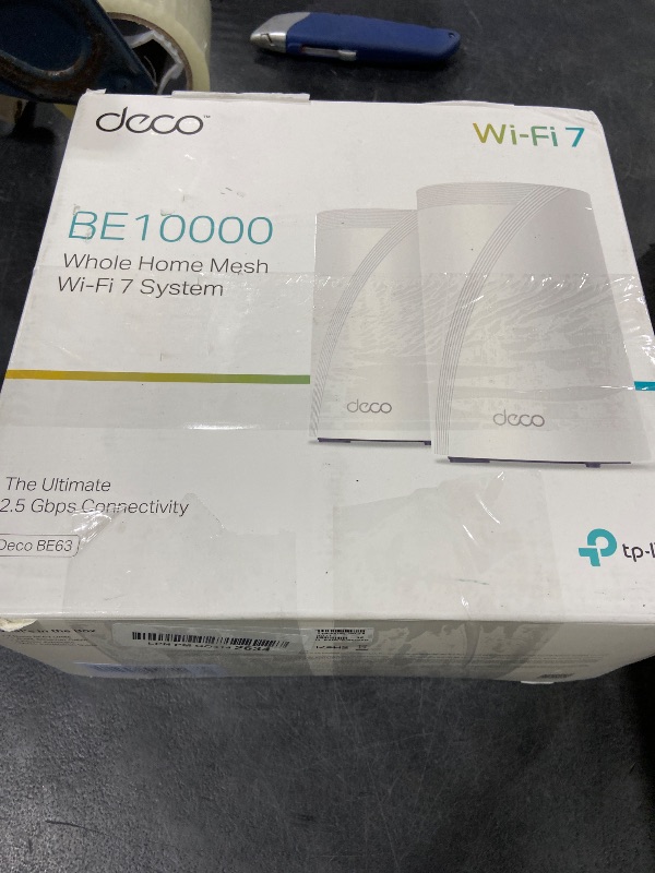 Photo 1 of TP-Link Deco 7 Pro BE63 Tri-Band WiFi 7 BE10000 Whole Home Mesh System- 6-Stream 10 Gbps, 4x2.5G Ports Wired Backhaul, 4X Smart Internal Antennas, VPN, HomeShield, Free Expert Support (2-Pack)