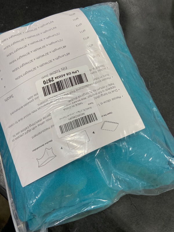 Photo 1 of IVAPUPU 2 Pack 6FT Table Cloth for Rectangular Fitted Events Stretch Lake Blue Table Covers Washable Cover Spandex Tablecloth Protector for Party, Wedding, Cocktail, Banquet, Festival