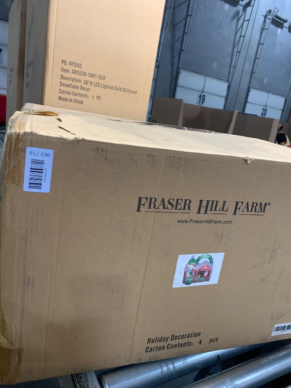 Photo 1 of ***FACTORY SEALED - OPENED FOR INPSECTION***Fraser Hill Farm 7-Ft. Pre-Lit Inflatable Santa's Workshop