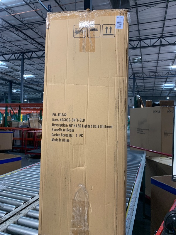 Photo 1 of ***FACTORY SEALED - OPENED FOR INPSECTION***fhf 36"h led gold glittered snowflake ornament
