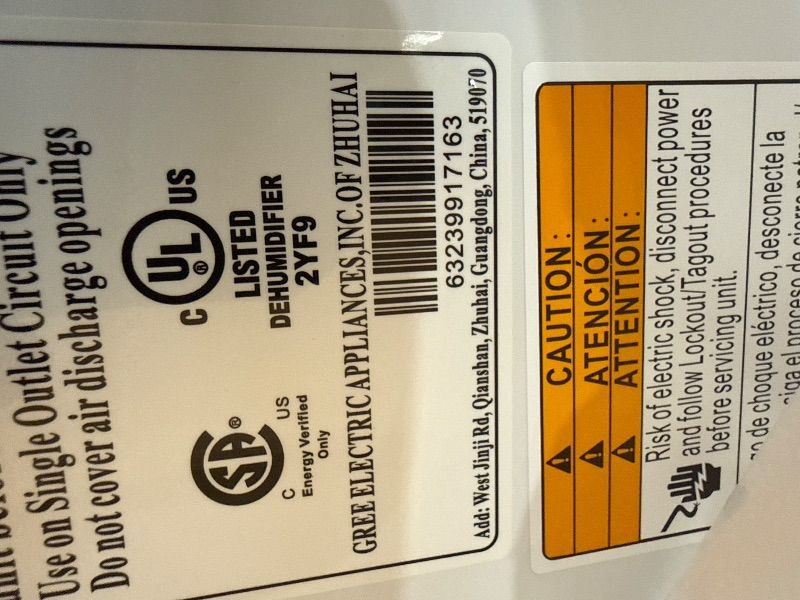 Photo 1 of ***FACTORY SEALED - OPENED FOR INPSECTION***Gree Energy Star 50-Pint Portable Dehumidifier, Removes Moisture in Garages, Basements, Living Rooms, Large Areas up to 4,500 Sq.Ft., LED Display, Removable Tank