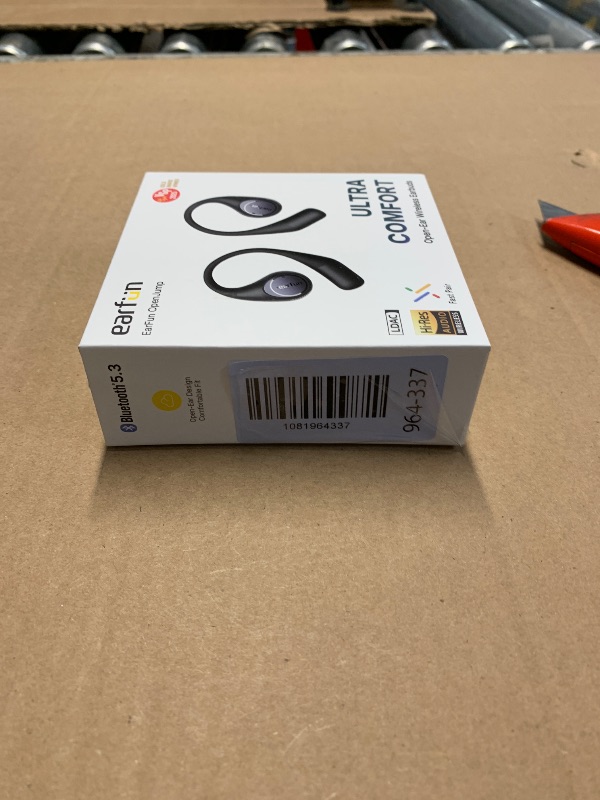 Photo 1 of ***FACTORY SEALED - OPENED FOR INPSECTION***EarFun OpenJump Open Ear Headphones, Wireless Earbuds with Ergonomic Earhook, Hi-Res Sound, LDAC, 4 Mics ENC Call, 42H Playtime, Multipoint Connection, IPX7 Waterproof, Snug Fit for Workout, Running