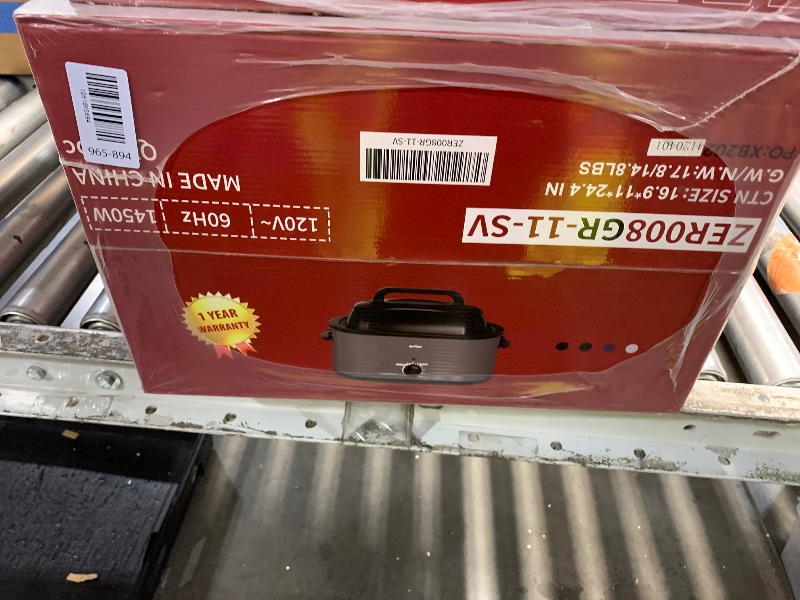 Photo 1 of ***FACTORY SEALED *****Sunvivi Roaster Oven, Electric Roaster Oven with Viewing Lid, 30lb 26-Quart Turkey Roasters with Unique Defrost/Warm Function, Large Roaster with Removable Pan & Rack, Stainless Steel, Grey