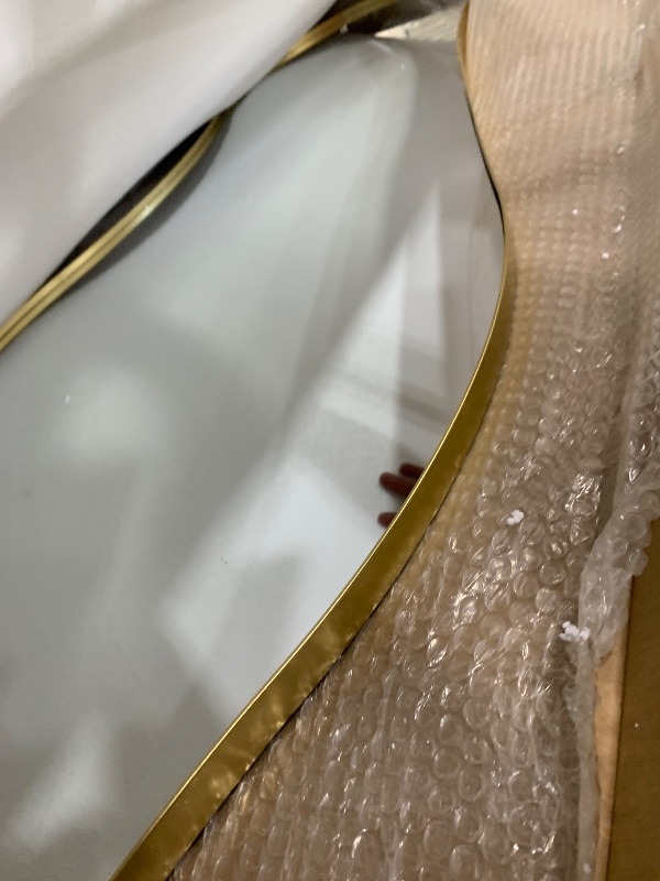 Photo 1 of ***FACTORY SEALED - OPENED FOR INPSECTION***womilous Irregular Mirror Full Length, 63"x22.5" Asymmetrical Wall Mirrors with Gold Metal Frame, Large Organic Shaped Mirror for Entryway Living Room Bedroom Hallway, Horizontal or Vertical Hanging