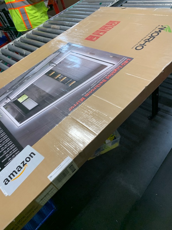 Photo 1 of ***MISSING PARTS***
Amorho 60" X36" LED Bathroom Mirror with Black Frame, Front Light and Backlit(Controlled Separately), Stepless Dimmable, Anti-Fog, Shatter-Proof, 3 Colors, Memory