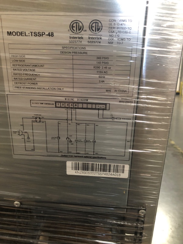 View 4 of **PARTS ONLY** ECEVT 48" W Commercial Refrigerator Sandwich Salad Prep Table Refrigerator Stainless Steel with 12 Pans, Kitchen Equipment for Restaurant, Bar, Shop, Buffet, etc