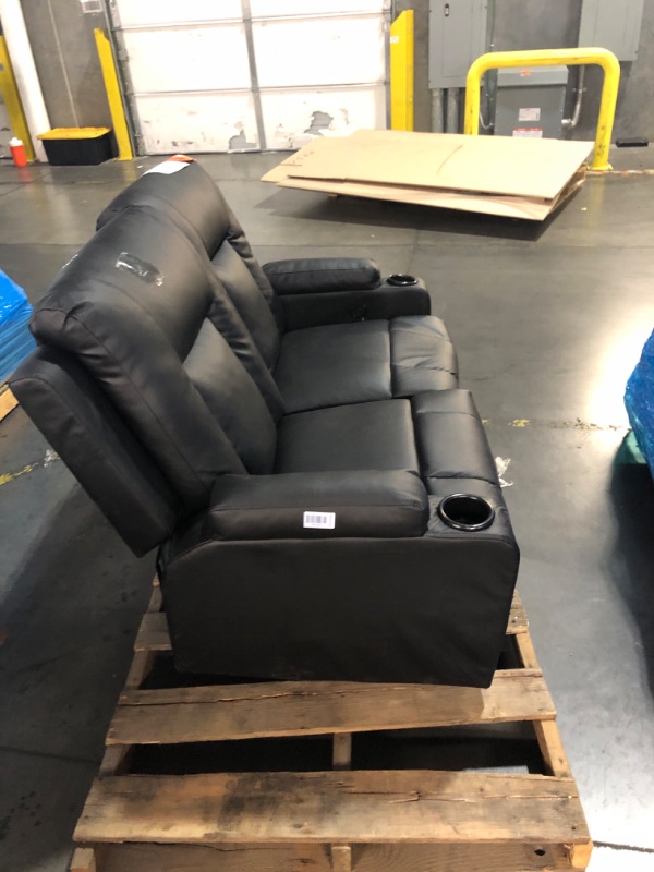 Photo 1 of ***TRUCK/TRAILER PICKUP ONLY***
COMHOMA Living Room Furniture Set,Bonded Leather Loveseat Sofa with Cup Holder Recliner Chair,Black
