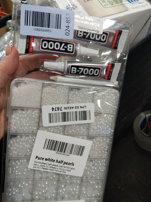 Photo 1 of 16500Pcs Half Pearls Beads for Crafting, Flat Back White Pearls 2-10mm Flatback Decor Rhinestones Gems Diamond Mixed Sizes Bedazzling for Crafts Bedazzle Decoration Shoes Clothes Decorative B7000 Glue