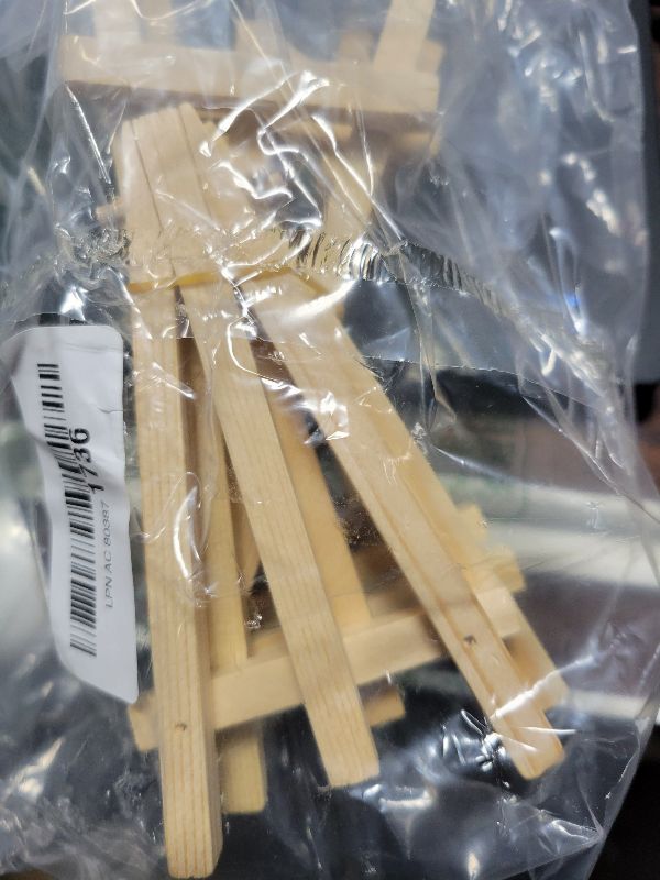View 2 of 12-Pack 3.93×2.36in(L×W) Mini Wooden Display Easels, Small Natural Wood Tripod Stands for Photos, Cards, and Tiny Canvas Displays