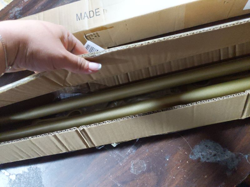 Photo 1 of 2 Pack Heavy Duty 1 Inch Diameter Single Curtain Rods 36-72” Adjustable Window Curtain Rod with Aluminum Alloy Cylindrical Cap Finials, Wall Mount and Ceiling Mount, Light Gold