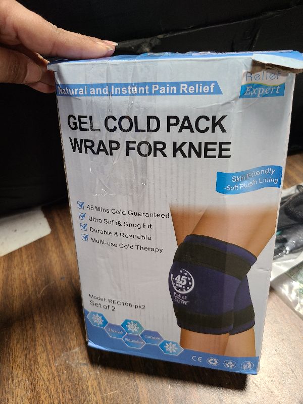 Photo 1 of 2 Packs 45-Minute Knee Ice Pack Wrap with Advanced Ice Grid Gel, Long-Lasting Cold Pack for Knees, Calves & Elbows, Flexible & Reusable Gel Ice Pack for Post-Workout Recovery, Joint Discomfort