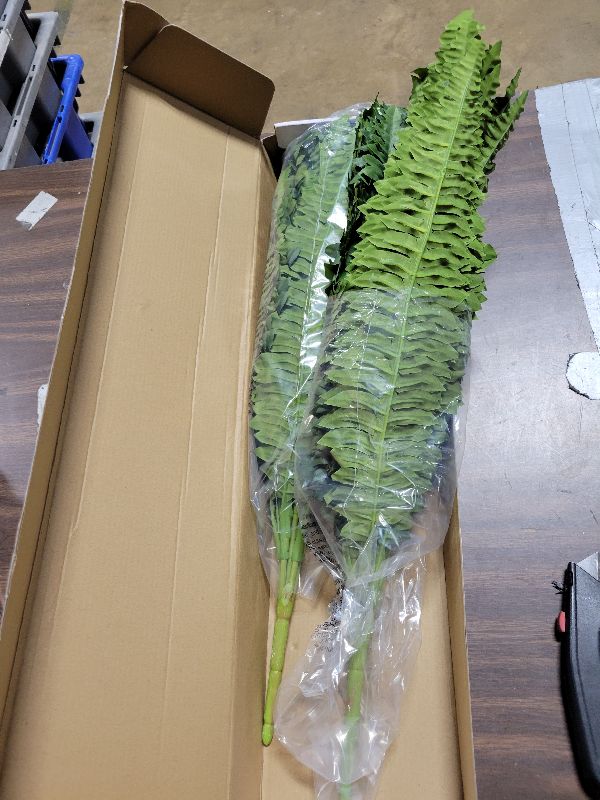 Photo 1 of 2 Pcs 48 Inch Fake Ferns, Look Real 101 Leaves Artificial Boston Ferns for Outdoors Large, Lush UV Resistant Faux Ferns for Outdoor Planter Large, Outdoor Faux Plants for Porch Patio Home Decor