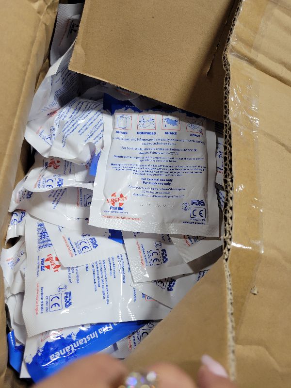 Photo 1 of 100 Pack - Instant Cold Packs - Instant Ice Packs for Injuries | Disposable Cold Compress Ice Pack for Pain Relief, Swelling, Inflammation, Sprains, Toothache - Cold Pack for Athletes