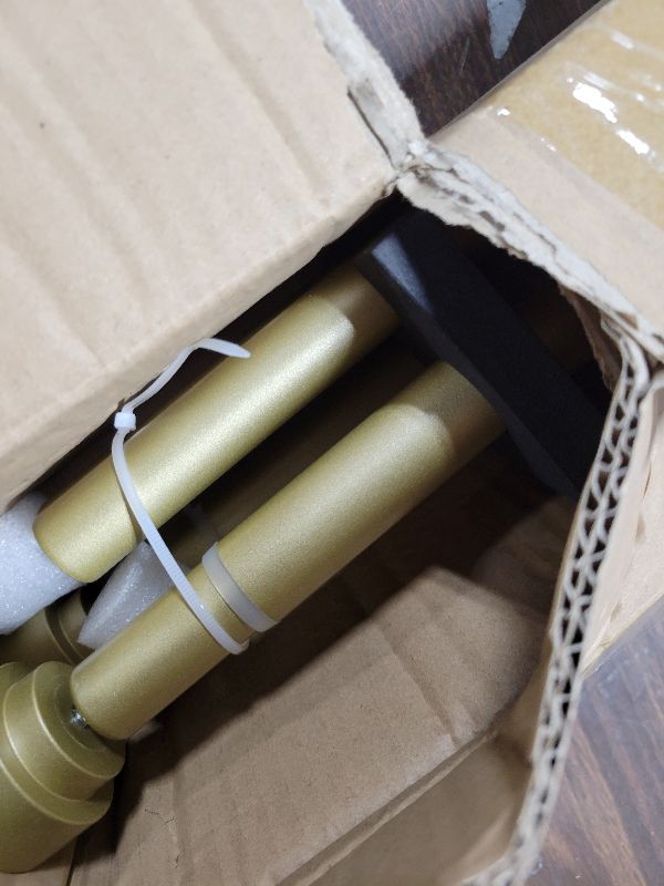 Photo 1 of 2 Pack Heavy Duty 1 Inch Diameter Single Curtain Rods 72-144” Adjustable Window Curtain Rod with Aluminum Alloy Cylindrical Cap Finials, Wall Mount and Ceiling Mount, Light Gold
