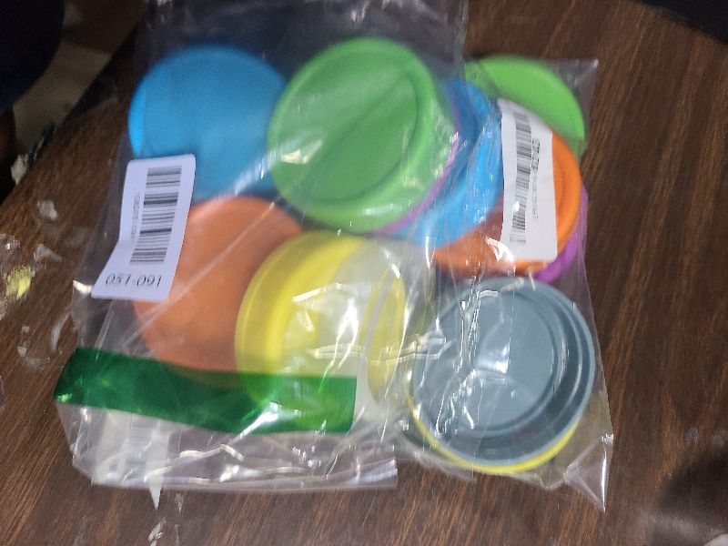Photo 1 of 12 Pack REGULAR MOUTH Mason Jar Lids for Ball, Kerr and More - Multicolor Plastic Storage Caps for Mason Jars, Canning Jars - Leakproof, Dishwasher Safe & Food Grade