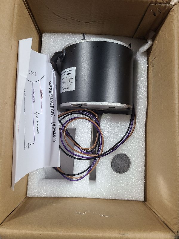 Photo 1 of 0131M00061SP, 1/4 Hp Condenser Fan Motor Replaces Goodman Condenser Fan Motor, Zongshan Broad-Ocean YDK-180S84062-01-830 RPM, 1-Speed, Replaces Amana Janitrol P/N: 0131M00014PS