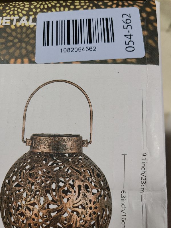Photo 1 of 2 Pack Outdoor Solar Hanging Lantern Lights Metal LED Decorative Lamp for Garden Patio Courtyard Lawn and Table with Hollowed-Out Design (Antique Bronze)