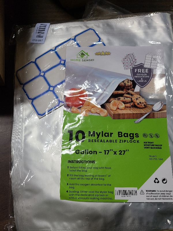 Photo 1 of 10pcs 5 Gallon Mylar Bags for Food Storage - 10 Mil Thick - Extra large bags 5 Gallon with Oxygen Absorbers 2500cc - Zipper Resealable Milar Bags - Bolsas Mylar 5 Galones