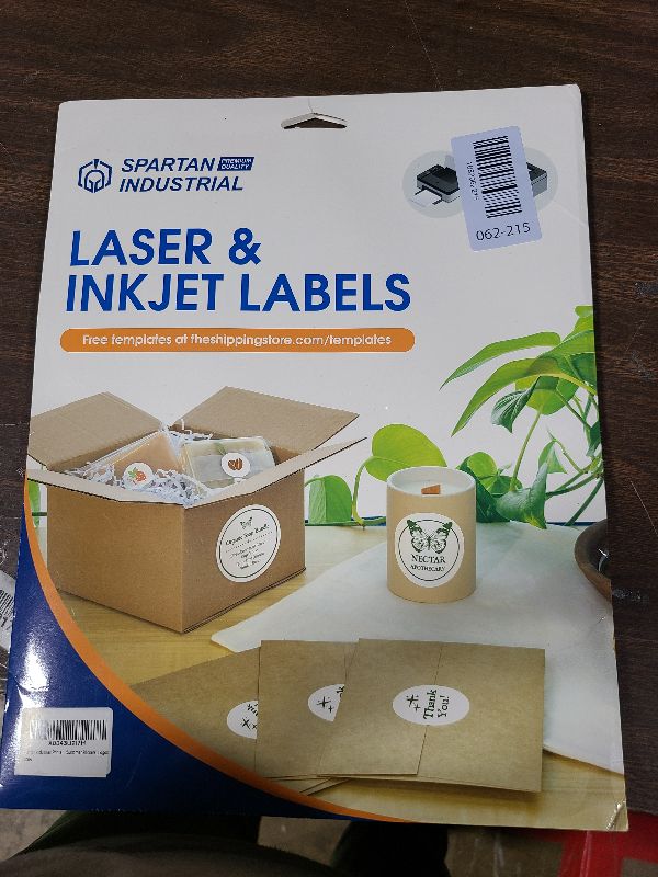 Photo 1 of 2" Printable Round Labels for Laser and Inkjet Printers - 600 Blank Labels, 30 Sheets for Thank You Stickers, Price Tags, QR Codes, Business Logos - Spartan Industrial Template C004