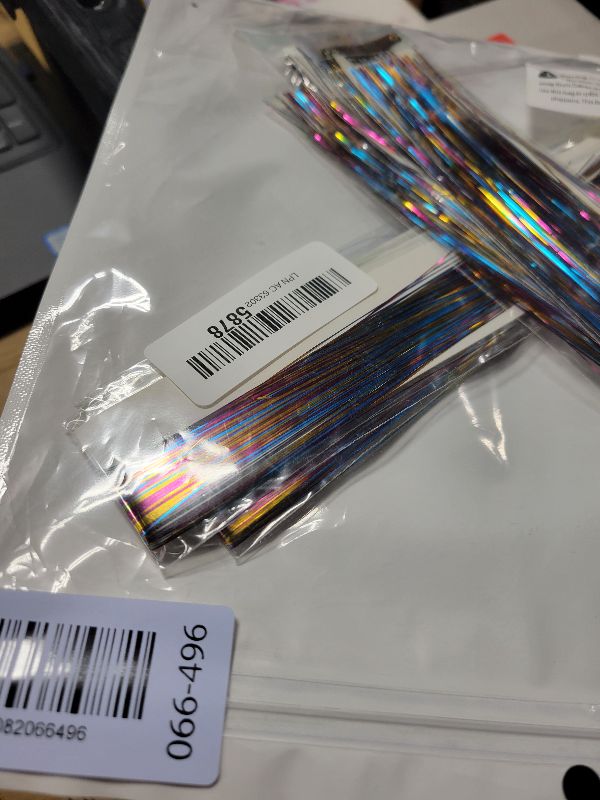 Photo 1 of 19.7 Inch Clip In Hair Tinsel Fairy Hair Tinsel Kit Clips Clip On Glitter Hair Tinsel Extensions (three-color)