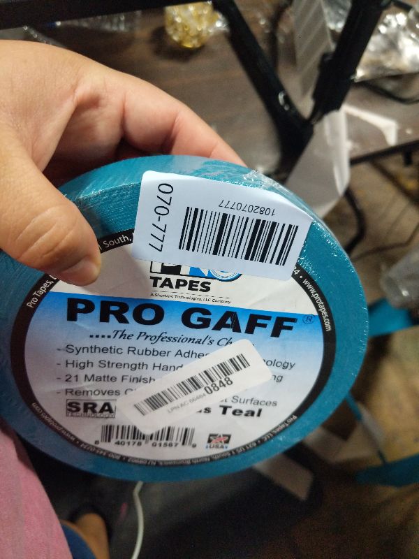 Photo 1 of 1" Width ProTapes Pro Gaff Premium Matte Cloth Gaffer's Tape With Rubber Adhesive, 11 mils Thick, 55 yds Length, Teal (Pack of 1)BIN 10-PL-37