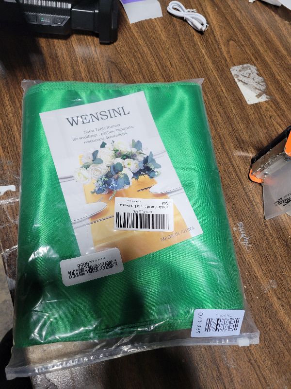 Photo 1 of 10 Pack Satin Green Table Runner for Party 12 x 108 Inches Long -- WENSINL Table Runners for Wedding Birthday Christmas Engagement Bridal Shower Anniversary New Year Events Decorations