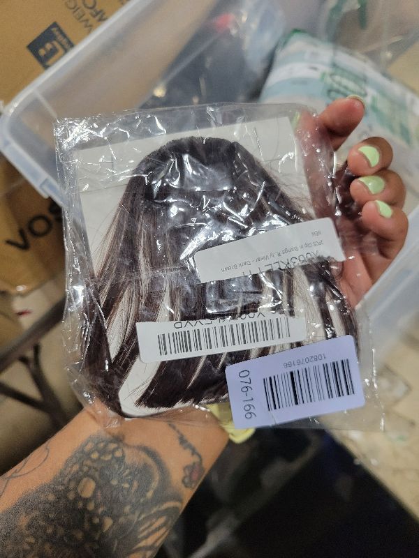 Photo 1 of 2PCS Clip in Bangs Real Human Hair,Fake Bangs Hair Clip on Bangs for Women,Curved Wispy Bangs with Temples Hairpieces,Bangs Clip in Hair Extensions Air Fringe for Girls Daily Wear - Dark Brown
