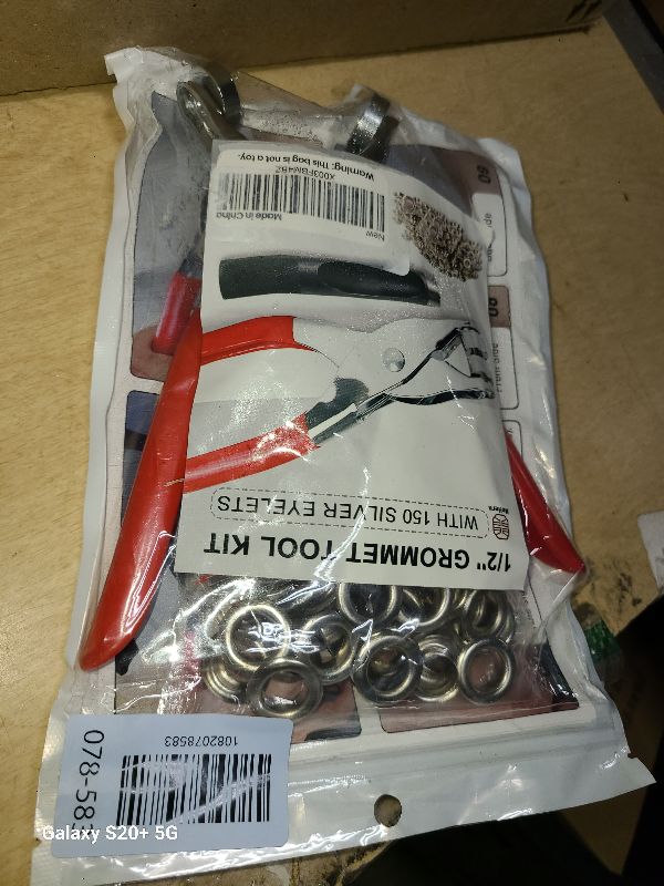 Photo 1 of 150Pcs 1/2 Inch Grommet Tool Kit, Grommet Kit, Eyelet Kit with Leather Hole Punch Pliers, 150 Metal Eyelets and Grommets for Leather, Shoes, Fabric, Belt (Silver)
