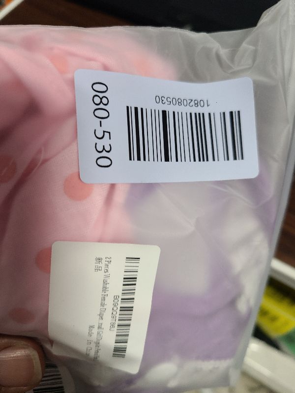 Photo 1 of 2 Pieces Washable Female Diapers with Suspender Comfort Reusable Doggy Diapers Reusable Puppy Sanitary Panties Dog Underwear Diaper for Small Girl Dogs in Period Heat (Pink&Purple,L)