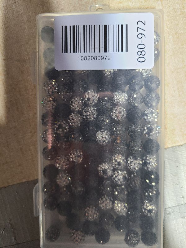 Photo 1 of 100Pcs Rhinestone Beads 10mm Black Sparkle Round Shamballa Disco Ball Beads, Shiny Crystal Clay Pave Diamond Rhinestones Bead for Baseball Necklace Bracelet Earring Jewelry Making Party Decoration