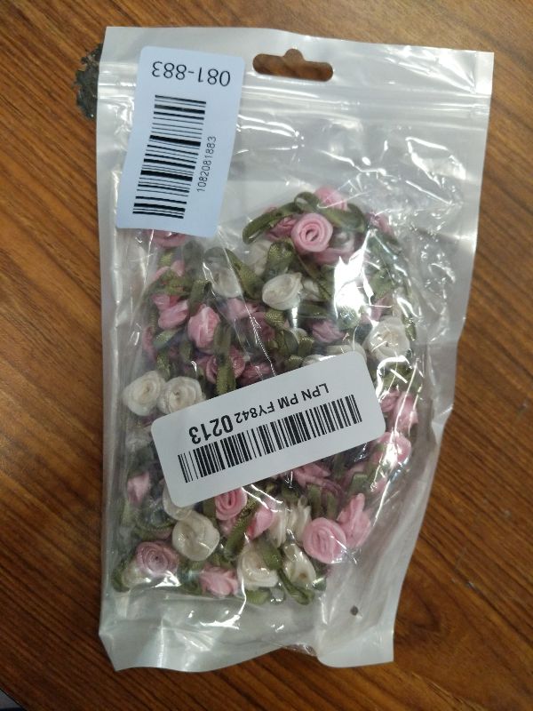 Photo 1 of 100 PCS 15mm Multicoloured Mini Rose Flowers, Satin Ribbon Bows Appliques, Mini Roses for Crafts, DIY Sewing Craft Accessories, Wedding Bride Gift Decoration, Fabric Ribbons