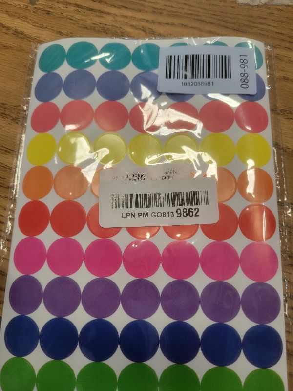 Photo 1 of 1400 PCS Colored Dot Stickers Round Color Coding Labels Classroom Must Haves, Circle Dots Labels Price Stickers Polka Circle Dot Stickers Label Stickers for Kids Office, Classroom Decor, Papers Etc