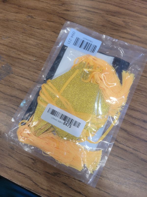 Photo 1 of 2026 Graduation Hats Decoration Banners Gold Glitter Graduation Cap with Tassel Banners Garlands Class of 2026 Graduate Party Banners for College High School Party Decorations