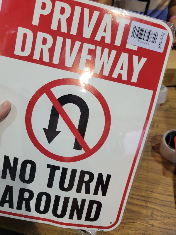 Photo 1 of 1PC No Turn Around Driveway Sign, 14 x 10 Inches - Aluminum - Private Drive No Turnaround Sign - Private Driveway Do Not Enter No Trespassing