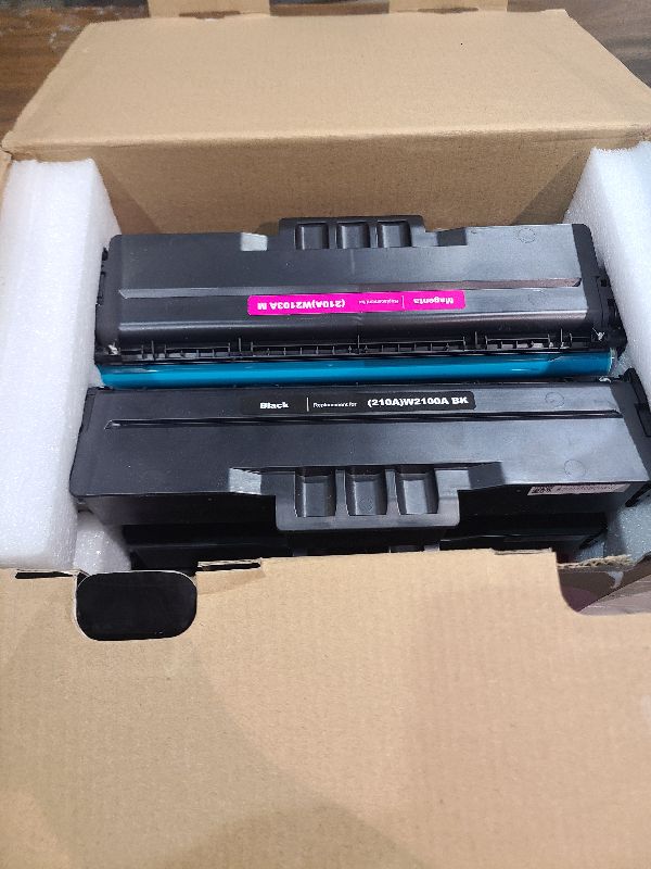 Photo 1 of 210A Toner Cartridges 4 Pack (with Chip) Compatible Replacement for HP 210A 210X for Color Laserjet Pro MFP 4301fdw 4301fdn Pro 4201dw 4201dn Series Printer Ink W2100A W2100X High Yield (BCMY, 4-Pack)
