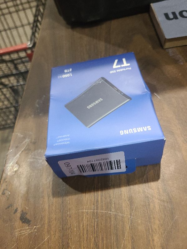 Photo 1 of Samsung T7 Portable SSD, 2TB External Solid State Drive, Speeds Up to 1,050MB/s, USB 3.2 Gen 2, Reliable Storage for Gaming, Students, Professionals, MU-PC2T0T/AM, Gray