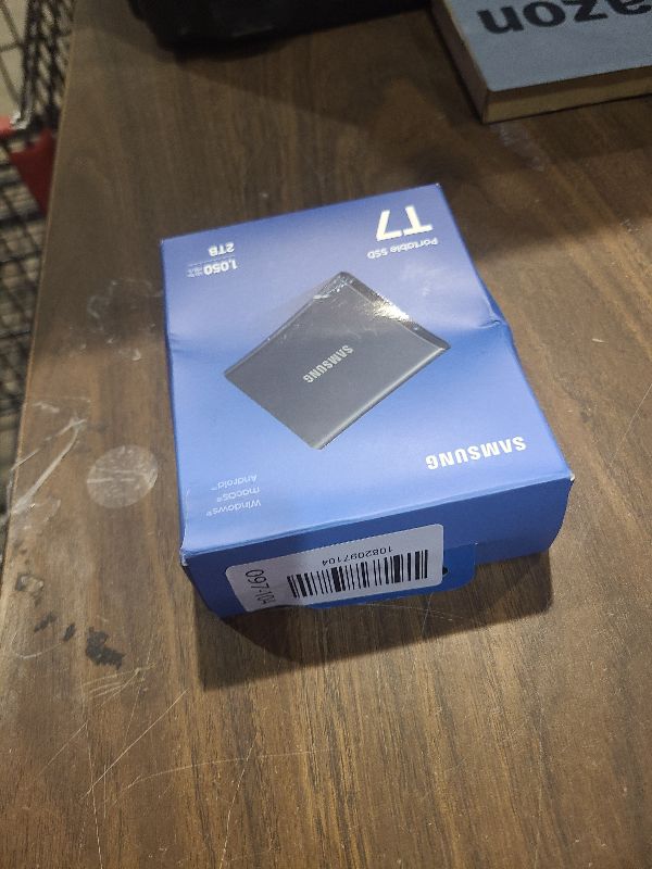 Photo 1 of Samsung T7 Portable SSD, 2TB External Solid State Drive, Speeds Up to 1,050MB/s, USB 3.2 Gen 2, Reliable Storage for Gaming, Students, Professionals, MU-PC2T0T/AM, Gray