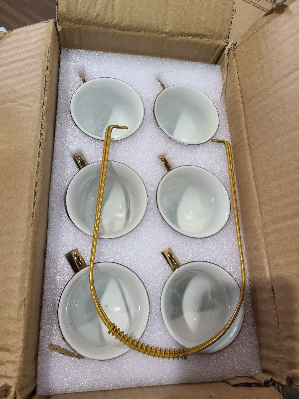 Photo 1 of 20 Pcs Porcelain Tea Set with Metal Holder, European Ceramic Tea Set for Adults, Adult Tea Set Gift, Flower Tea Cup Saucer Set for Party With Gold Flower Painting (Elegant Purple/500ml)