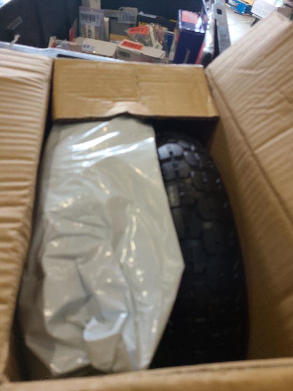 View 2 of 2 Pcs 4.00-6 Solid Tire, 13" Flat Free Wheelbarrow Tire with 5/8" & 3/4" Bearings, 1.77"-5.77" Centered Hub, 13x4.00-6 Tire Compatible with Gorilla Carts, Wheelbarrows, Garden Carts, Hand Trucks