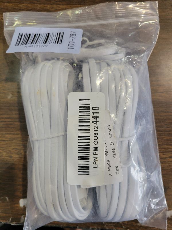 Photo 1 of 2 Pack 30ft Power Extension Cable Compatible with Wyze Cam v4,Wyze Cam Pan v3,Wyze OG,Wyze Cam v3 and v3 Pro Security Camera - 9m Long Flat USB to Micro USB Charging Cord with L-Shaped Adapter, White