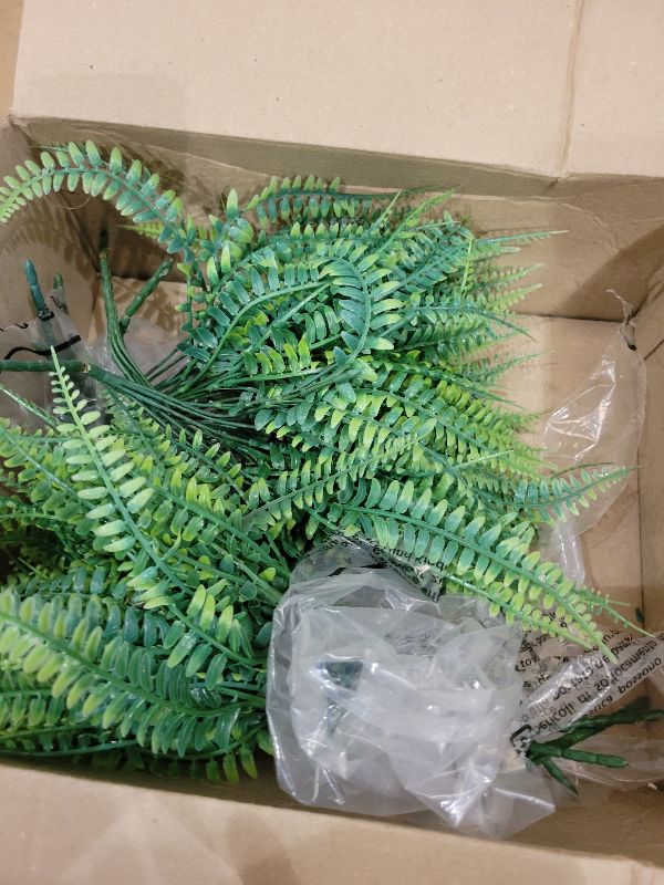 Photo 1 of 2 Pcs 20 Inch Fake Ferns, Look Real 101 Leaves Artificial Boston Ferns for Outdoors Large, Lush UV Resistant Faux Ferns for Outdoor Planter Large, Outdoor Faux Plants for Porch Patio Home Decor