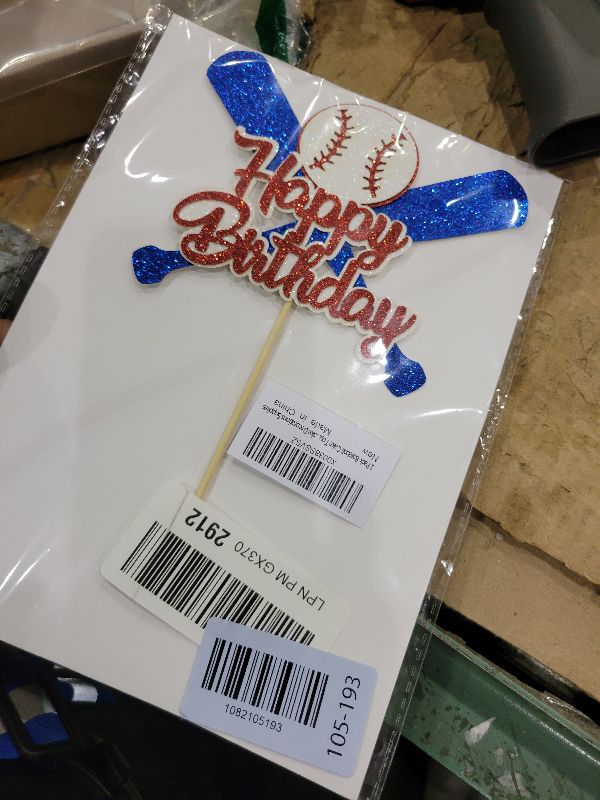 Photo 1 of 1 Pack Baseball Cake Topper Glitter Happy Birthday Sport Baseball Player Cake Picks Boys Girl Sports Theme Birthday Party Cupcake Decorations Supplies