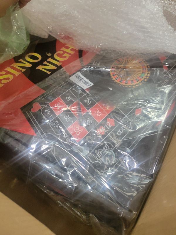 Photo 1 of 16 Inch Roulette Wheel Game Set Include Black Roulette Wheel,47.2" x 23.6" Anti-slip Rubber Game Mat x2, 200 Chips, Chip Rake, Win Marker, Dealer Button, Instruction Manual,Storage Box (Style 1)
