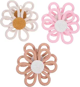 Photo 1 of 6pcs Handmade Floral Wall Decor for Nursery Boho Daisy Woven Wall Art Rustic Floral Hanging Decor for Boys and Girls Room Easy to Install