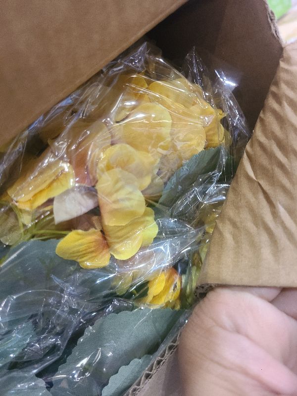 Photo 1 of 2 Pack Artificial Geranium Flowers Topitary Trees for Outdoors, UV Resistant Geraniums Potted Bushes Look Real Silk Faux Plants for Front Door Garden Porch Planter Farmhouse Home Decor (Yellow)