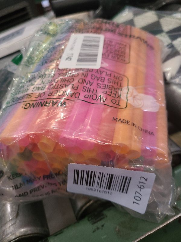 Photo 1 of 100 Pcs Jumbo Smoothie Straws,Colorful Disposable Wide-mouthed Large Straw.