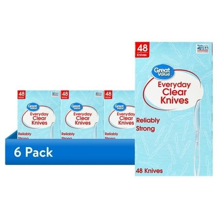 Photo 1 of (6 Pack) Great Value Plastic Everyday Clear Knives 48 Count